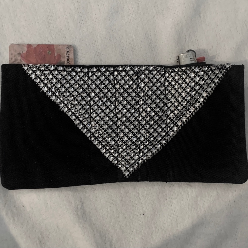Wrist wallet. Jewels fabric at front. Self lined. Custom made. New